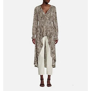 NWT Patrizia Luca Milano High Low Tunic Blouse Medium Long Sleeve leopard Print